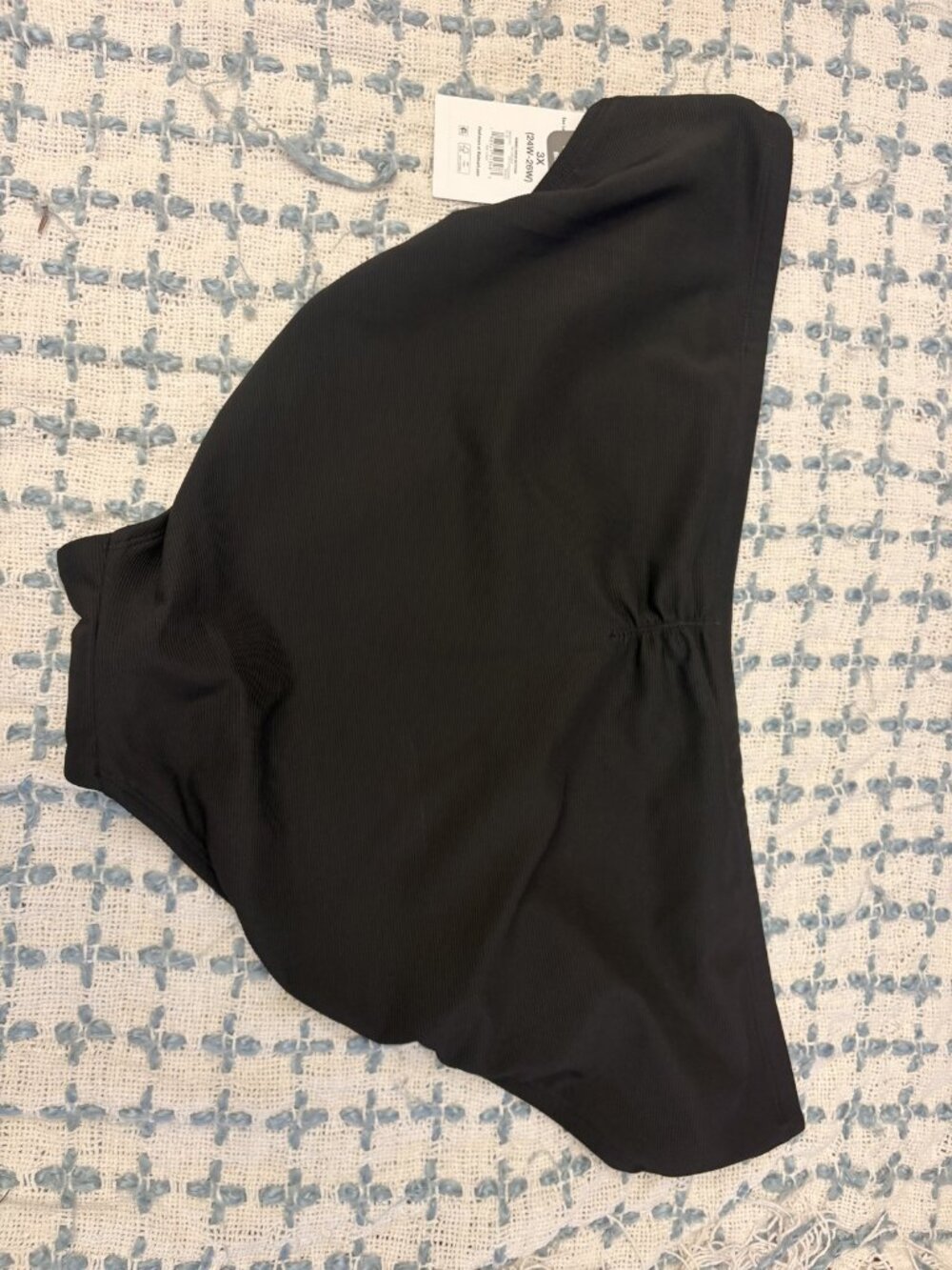 Time and Tru Black Ribbed High Waist Bikini Bottom Size 3X (24W-26W) NWT